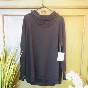 Jockey Cowl Neck Sweatshirt. Black Brushed Fleece